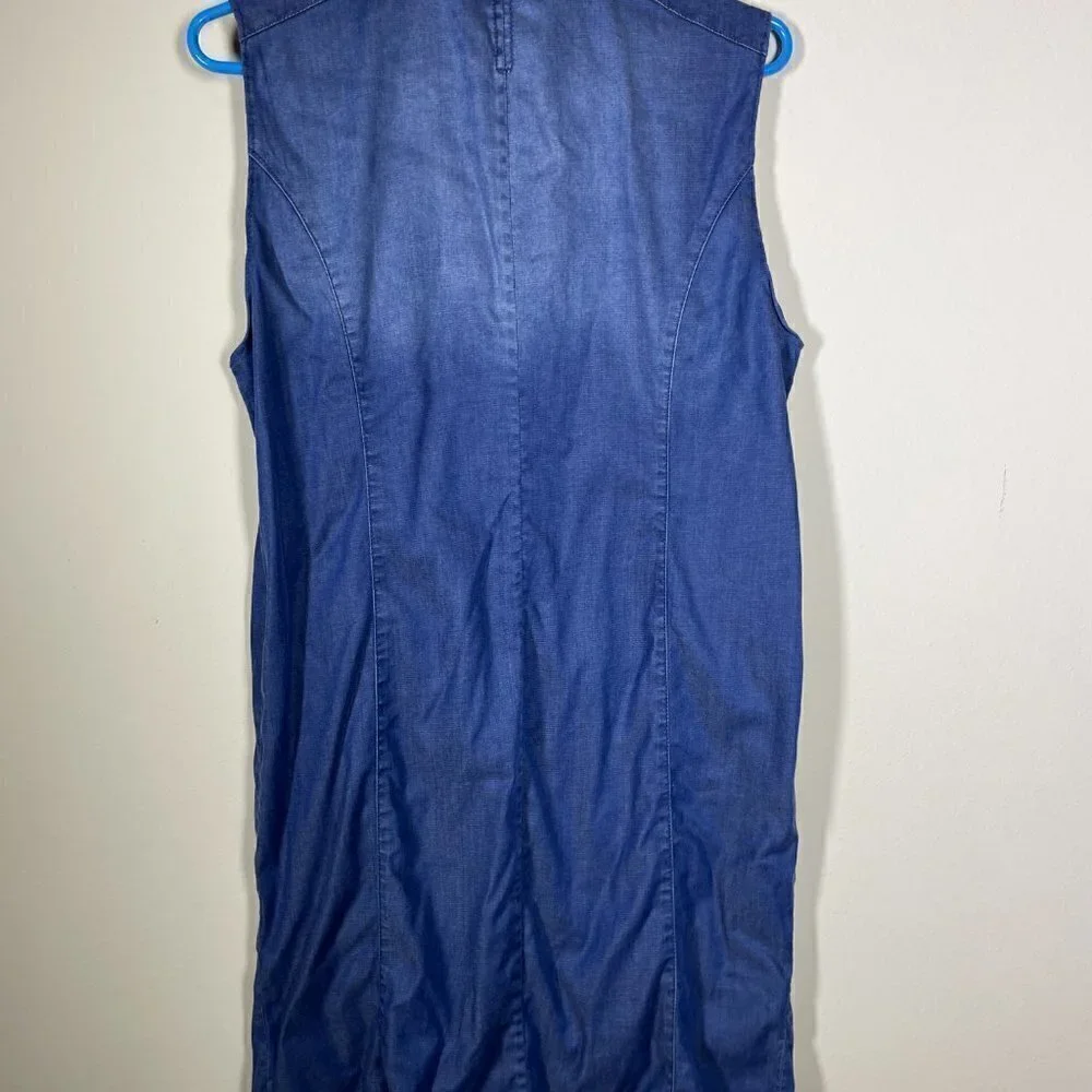 Chicos Womens Sleeveless Tunic Blouse Semi-Sheer Denim Haze Button-up - Picture 4 of 4